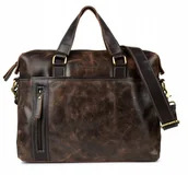Torby męskie - Torba Męska Skórzana Duża Na Ramie A4 Skóra Naturalna Vintage Brązowa - miniaturka - grafika 1