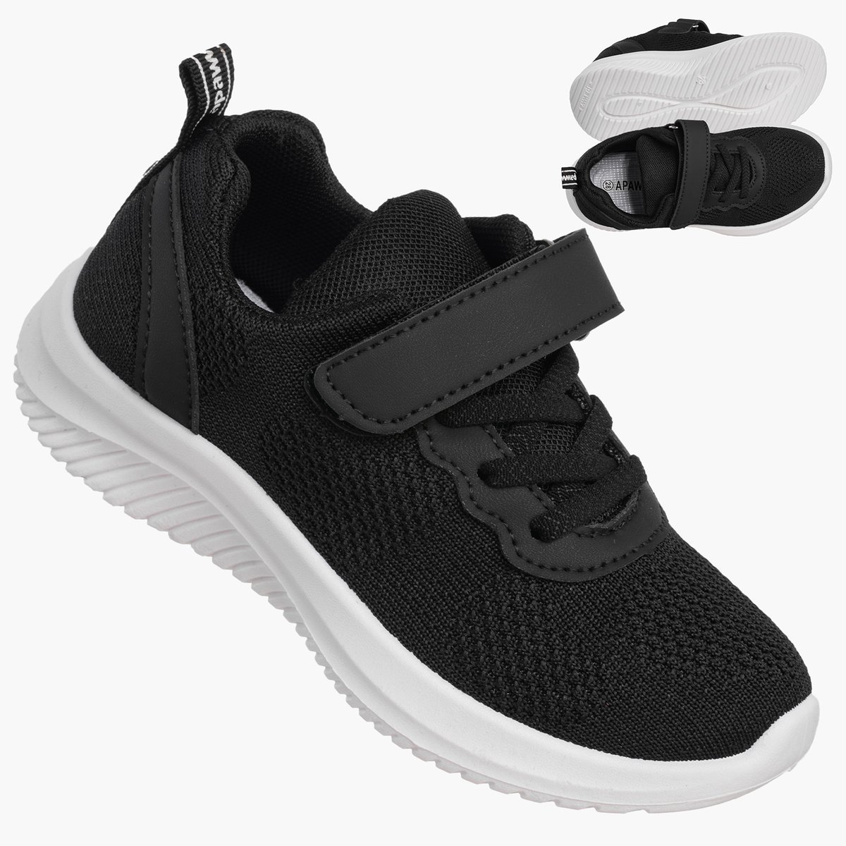 Buty Chłopięce Sneakersy Czarne Na Rzepy Materiałowe Sportowe Z2405P Czarny 29