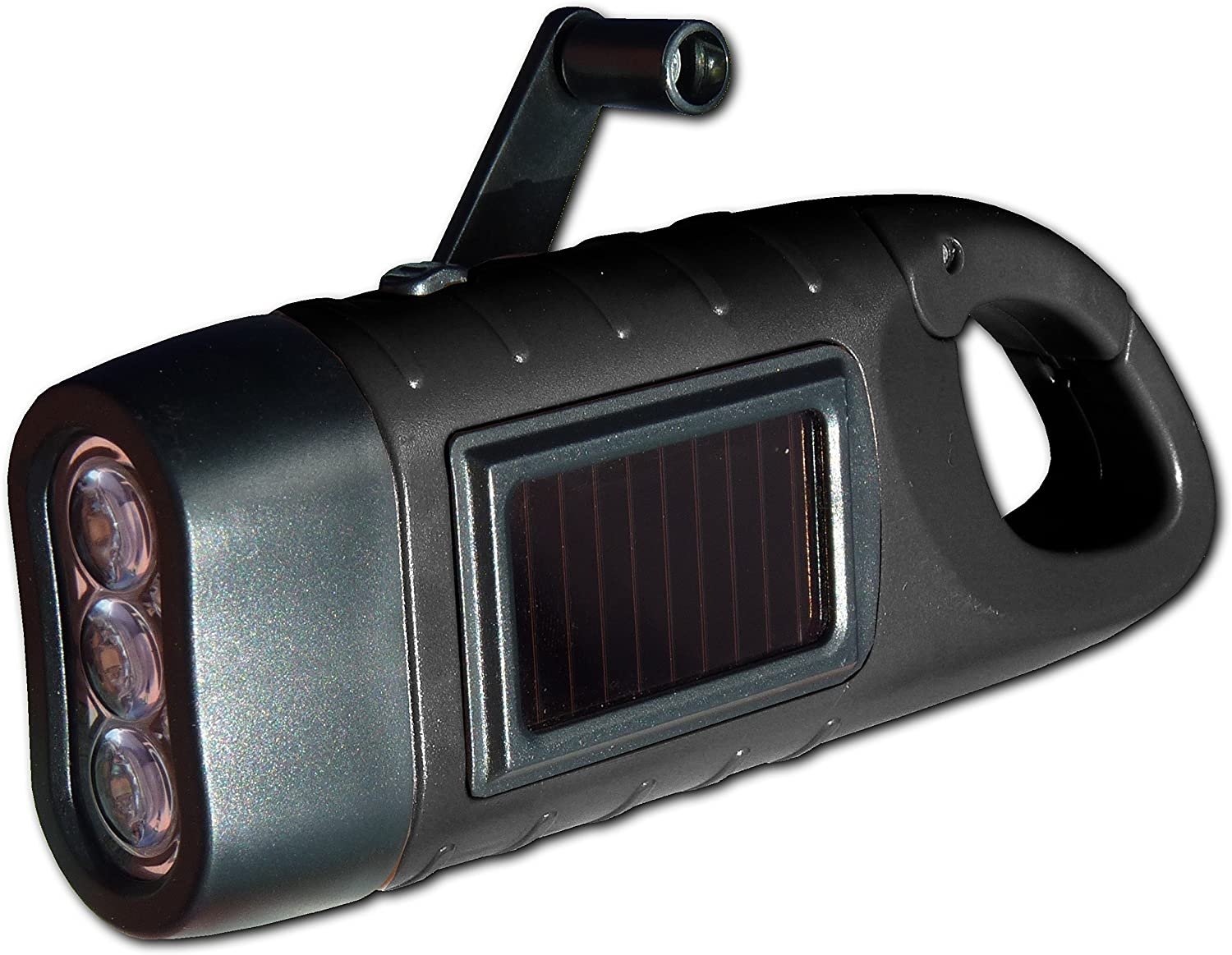 Latarka PowerPlus Seahorse Dynamo i Solar 3 LED czarna z karabińczykiem