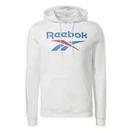 Bluzy męskie - Reebok Męska bluza z logo, duża, układana w stos, biała, M, biały, M - miniaturka - grafika 1