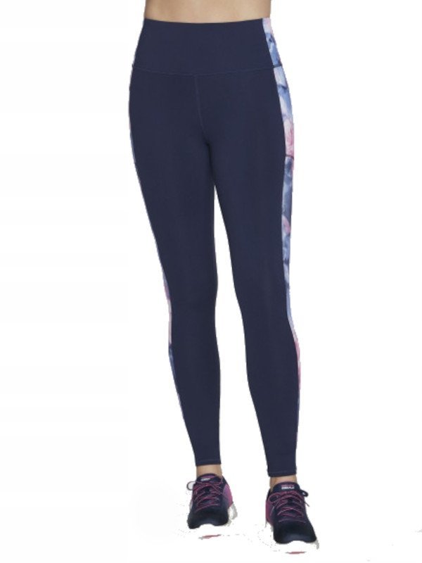 LEGGINSY GETRY damskie SKECHERS LG15-NVHP treningowe granatowe w kwiatki XS XS