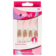 Sztuczne paznokcie i akcesoria - Artifical Nails sztuczne paznokcie Stiletto Golden Glitter French 24szt - miniaturka - grafika 1