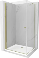 Kabiny prysznicowe - Mexen Pretoria kabina prysznicowa uchylna 80x100 cm, transparent, złota + brodzik Flat - 852-080-100-50-00-4010 - miniaturka - grafika 1