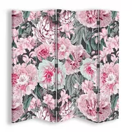 Parawany - Parawan pokojowy FEEBY, Różowe kwiaty, Dwustronny 180x170cm 5-częściowy - miniaturka - grafika 1