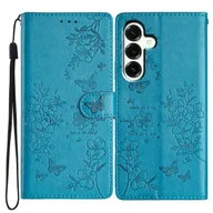 Portfele - Do Samsung Galaxy A17 Portfel Etui na telefon Motyl Kwiatowy nadruk Skórzana klapka z paskiem Niebieski Blue - miniaturka - grafika 1