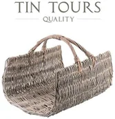 Akcesoria kominkowe - SZARY WIKLINOWY KOSZ KOMINKOWY 43x34x24/34 cm - miniaturka - grafika 1