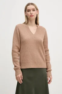 Calvin Klein sweter z domieszką wełny damski kolor beżowy  K20K207414 - Swetry damskie - miniaturka - grafika 1