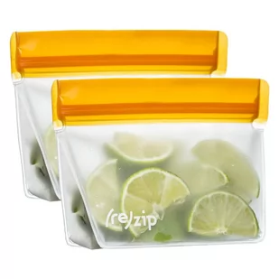 Zestaw 2 pomarańczowych torebek na żywność (re)zip Essential, 230 ml - Folia, papier śniadaniowy, serwetki - miniaturka - grafika 1