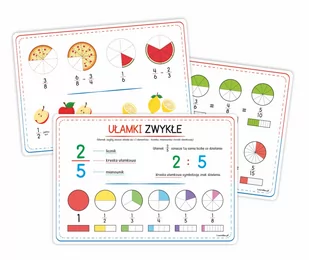 Plansze edukacyjne Ułamki zwykłe (3 karty) - Filozofia i socjologia - miniaturka - grafika 1