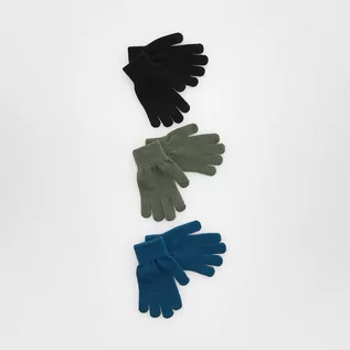 Czapki dla dzieci - Reserved - Klasyczne rękawiczki 3 pack - Niebieski - grafika 1