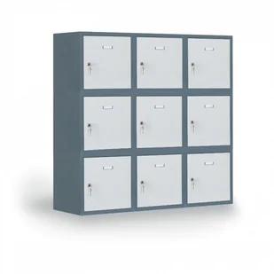Alfa 3 Pojedyńcze schowki 300x300x300 mm, korpus ciemnoszary, drzwi czerwone 126355 - Szafy i regały magazynowe - miniaturka - grafika 2