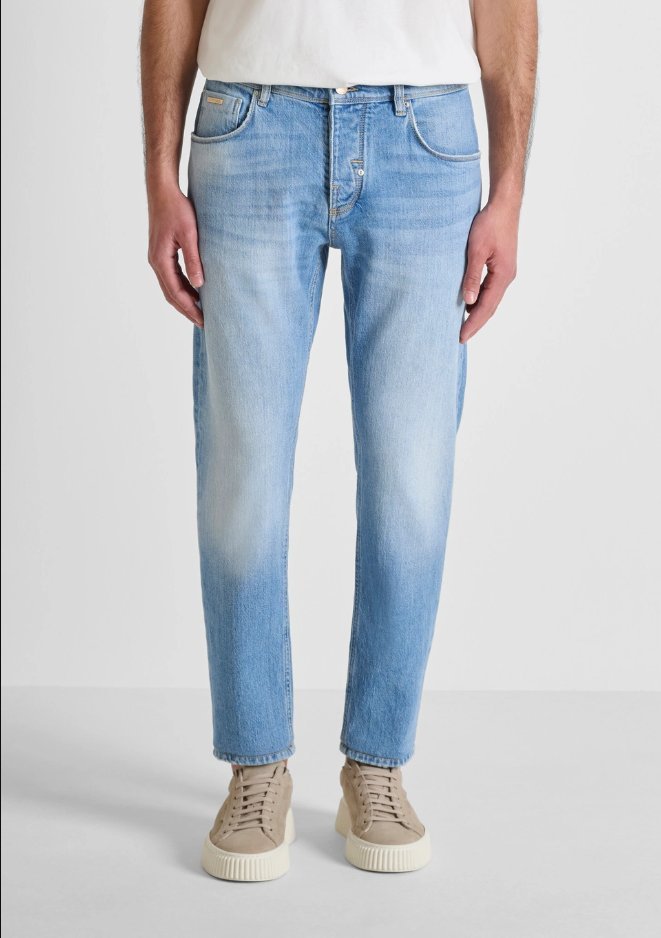 jeansy slim fit męskie niebieski denim