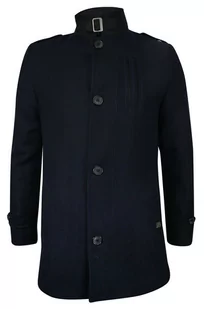 Kurtka Granatowa Elegancka, Wełniana, z Odpinanym Kołnierzem, Jesienno-Zimowa -JaniMen - Kurtki męskie - miniaturka - grafika 1