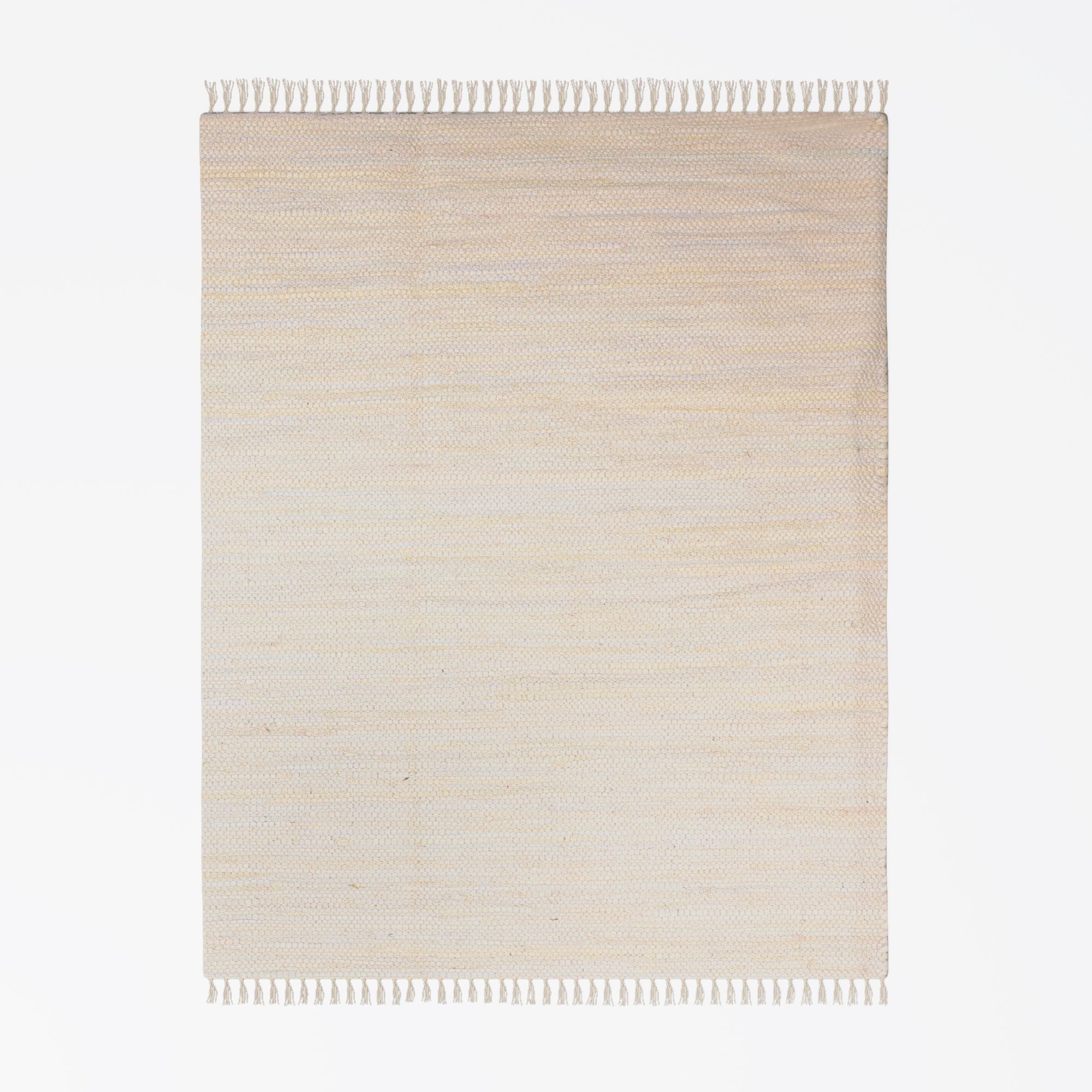 Dywan patchworkowy MY-RUG, Avani, 150x80, kilim w kolorze beżowo-piaskowym, wykonany z bawełny, ręcznie tkany, dwustronny, z frędzlami, prostokątny