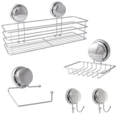 Akcesoria łazienkowe - Zestaw łazienkowy 5-elementowy na przyssawki - Yoka - miniaturka - grafika 1