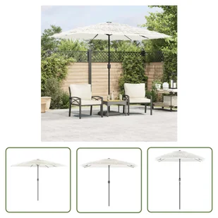 The Living Store Parasol ogrodowy na stalowym słupku - biały - 300x200x250 cm - Parasol Ogrodowy - Parasole ogrodowe - miniaturka - grafika 1