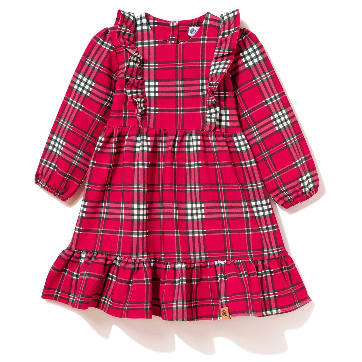 Czerwona sukienka dziewczęca w kratę z falbankami 140