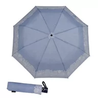 Parasole - Parasol damski Doppler Fiber półautomatyczny składany błękitny w kwiaty - miniaturka - grafika 1