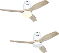 Wentylatory sufitowe - Energooszczędny wentylator sufitowy Aerodynamix Eco 112 cm białe łopatki drewno natura - miniaturka - grafika 1