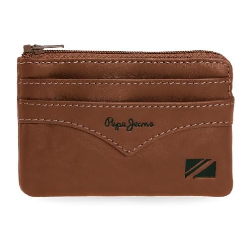 Pepe Jeans Kurtka Portfel Brązowy 11x7x1,5 cm Skóra by Joumma Bags, Brązowy brązowy, Talla única, portmonetka