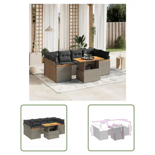 The Living Store 7-częściowa sofa ogrodowa z poduszkami z szarego polirattanu - Sofy ogrodowe The Living Store 7-częściowa sofa ogrodowa z poduszkami z szarego polirattanu - Sofy ogrodowe - miniaturka - grafika 1