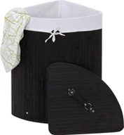 Kosze na bieliznę - Narożny kosz na pranie HWC-C21, Pojemnik na pranie, bambusowy 61x48x35cm 50l ~ czarny - miniaturka - grafika 1