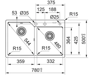 Franke Urban UBG 620-36-33 GSC Zlewozmywak granitowy dwukomorowy 78x50 cm czarny mat 114.0697.746 - Zlewozmywaki Franke Urban UBG 620-36-33 GSC Zlewozmywak granitowy dwukomorowy 78x50 cm czarny mat 114.0697.746 - Zlewozmywaki - miniaturka - grafika 2