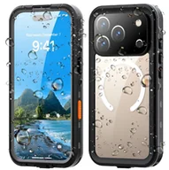 Etui i futerały do telefonów - Etui wodoodporne pancerne 360 Supero MagSafe do iPhone 17 Pro Max, czarno-przezroczyste - miniaturka - grafika 1