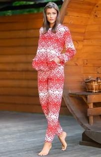 Piżamy damskie - Italian Fashion Snow komplet damski dł.dł., Kolor czerwony-wzór, Rozmiar XL, - grafika 1