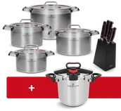 Zestawy garnków i patelni - Zestaw garnków i bloku z nożami 14 el. Klassiker + Garnek ciśnieniowy Klassiker Zwieger - miniaturka - grafika 1