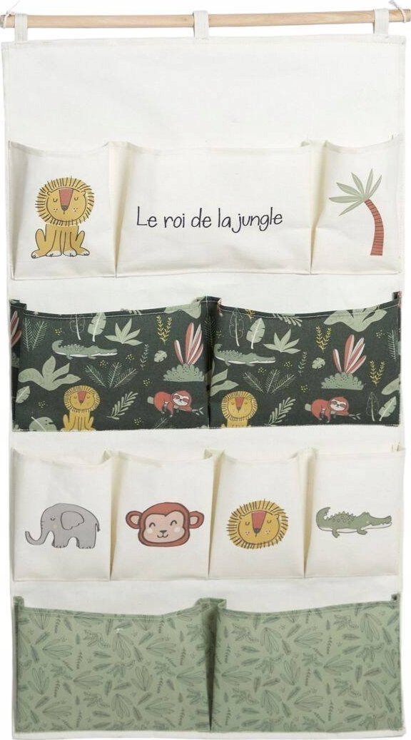 LA FACTORY Organizer wiszący na zabawki THE KING OF THE JUNGLE, 110 x 60 cm