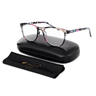 Okulary korekcyjne, oprawki, szkła - Plusy +2.50 damskie okulary do czytania korekcyjne w kwiatki z flexami ST312A - miniaturka - grafika 1