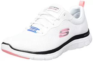 Skechers Damskie trampki Flex Appeal 4.0 Brilliant View, białe siateczki/czarne/różowe wykończenie, 5,5 UK, Biała siatka czarny różowy wykończenie, 38.5 EU - Trampki damskie - miniaturka - grafika 1
