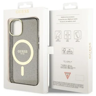 Guess GUHMP14SHCMCGK iPhone 14 6.1" czarny/black hardcase Glitter Gold MagSafe - Etui i futerały do telefonów - miniaturka - grafika 8