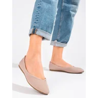 Baleriny - Tekstylne baleriny damskie Vinceza beżowy - miniaturka - grafika 1