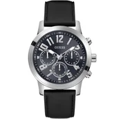 Zegarki męskie - Męski zegarek Guess Parker srebrny z czarnym paskiem GW0709G1 - miniaturka - grafika 1