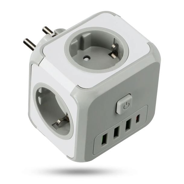 Przedłużacz Rozgałęźnik Kostka Trójnik Do Gniazdka Włącznik Ładowarka USB