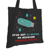 Torby i wózki na zakupy - Torba Bawełniana dla Programisty Czarna Prezent ekologiczna Trwały Nadruk - miniaturka - grafika 1