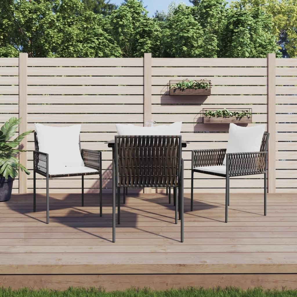 Krzesła ogrodowe z poduszkami 4 szt. Brązowy 54x61x83 cm Poli rattan