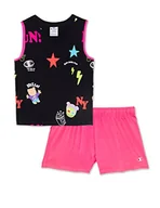 Koszulki i topy damskie - Champion Dziewczęca Legacy Fun Club-All Over-Tank Top & Shorts komplet, (czarny/neonowy różowy), 3-4 Lata - miniaturka - grafika 1