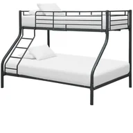 Łóżka - Łóżko metalowe piętrowe 140x200 / 90x200 czarne z materacami sprężynowymi - miniaturka - grafika 1