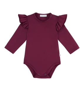Body z falbanką, bordowe - 74 - Body dla niemowląt - miniaturka - grafika 1