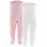 Rajstopy - Ewers Thermo rajstopy dziecięce, 2 sztuki, 2 pary rajstop z bawełny z pluszem wewnętrznym i wygodnymi ściągaczami, różowy/beżowy., 68 - miniaturka - grafika 1