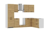 Meble kuchenne - Zestaw Mebli Kuchennych Bari 280X180 Cm L/P Płyta Laminowana Dąb Hikora Cichy Domyk Blum - miniaturka - grafika 1
