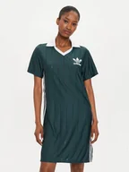 Sukienki - adidas Sukienka codzienna adicolor 3-Stripes IX5507 Zielony Loose Fit - miniaturka - grafika 1