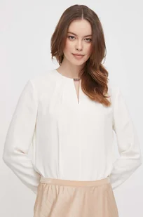Calvin Klein bluzka damska kolor beżowy gładka - Bluzki damskie - miniaturka - grafika 1