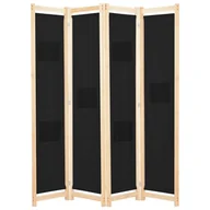 Parawany - Parawan 4-panelowy, czarny, 160x170x4 cm, tkanina - miniaturka - grafika 1