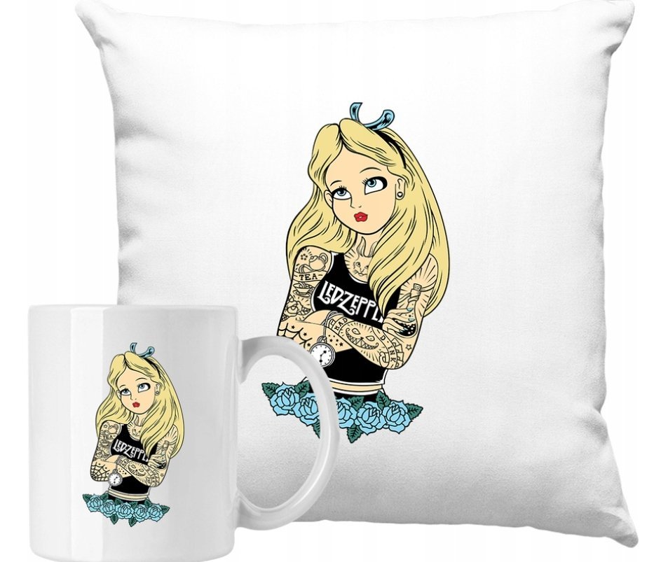 ZESTAW PODUSZKA + KUBEK Księżniczka Tattoo Pomysł Na Prezent +IMIĘ