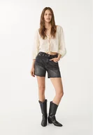 Spodenki damskie - Stradivarius D93 Jeansowe spodenki o długim kroju Ciemnoszary 42 - miniaturka - grafika 1