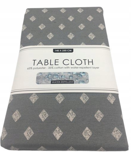 Table Cloth Obrus szary ze wzorem 140x250cm